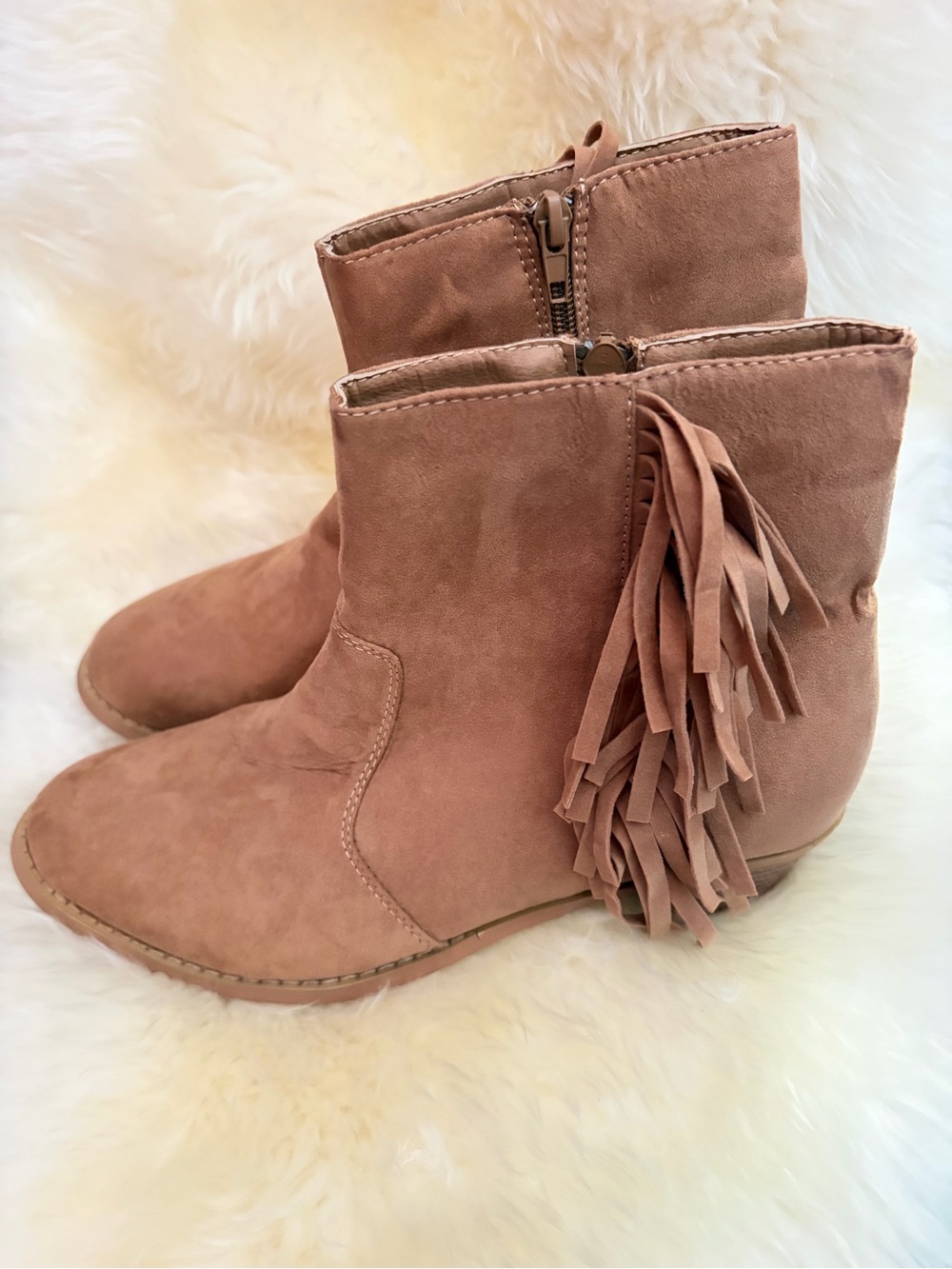 Suede Fringe Ankle Boots size 8 - Brown